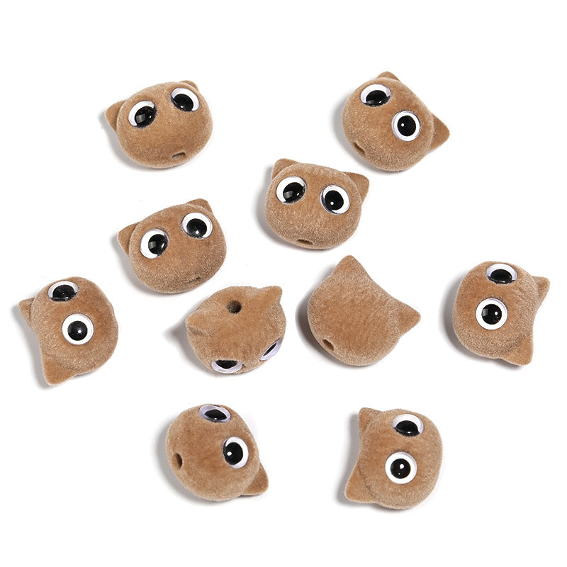 Wholesale 20pcs/pack autumn and winter plush big-eyed cat beads DIY accessories